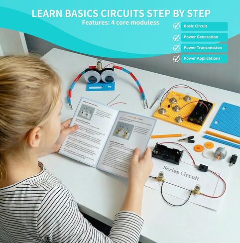 مجموعات الدوائر الكهربائية STEM - 8 تجارب في 7 مجموعات مجموعة الدوائر العلمية الكهرباء للطلاب، مشاريع هندسة الدوائر جميعها في مشاريع العلوم التعليمية الكهربائية للمبتدئين in Kuwait