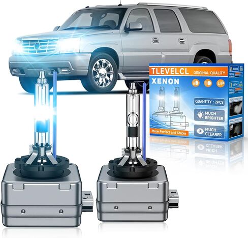 Fit for Cadillac 2002-2006 Escalade 2003-2006 Escalade EXT ESV D1R HID Xenon Headlight Bulbs, Upgraded 35W Low Beam Bi-Xenon Light Bulb Replace, Super Bright 8000K White Blue, Pack of 2 in Saudi Arabia