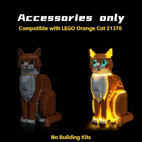 BrickBling LED Light Compatible with Lego Orange Cat, Creative Lighting Compatible with Lego 21376- Not Come with Model in Kuwait
