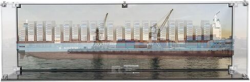 Display Case Compatible with LEGO 40955 Maersk Dual-Fuel Container Vessel – UV-Printed Maritime Background, Dustproof Acrylic Showcase, Set Not Included in Kuwait