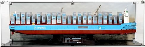 Display Case Compatible with LEGO 40955 Maersk Dual-Fuel Container Vessel – UV-Printed Maritime Background, Dustproof Acrylic Showcase, Set Not Included in Kuwait