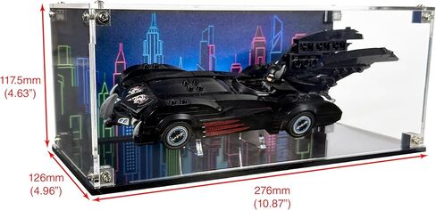Display Case Compatible with LEGO 76333 Batman & Robin – Clear Dustproof Acrylic Showcase with UV Printed Background for Movie Enthusiasts – Set Not Included in Kuwait