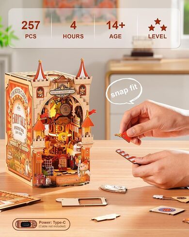 مجموعة Rolife Book Nook Kit مع أضواء متدفقة وطاقة من النوع C - حديقة ملاهي خيالية TGB17 - مجموعة بيت الدمى المصغرة DIY - لغز خشبي ثلاثي الأبعاد وهدية مثالية لمحبي الكتب in Kuwait