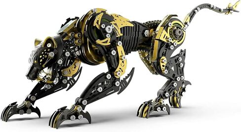 3D Metal Puzzle for Adults, 506Pcs Steampunk Mechanical Leopard Model Kits to Build, DIY Creative Art Desktop Ornament for Home Office Decor (BlackGold) in Saudi Arabia