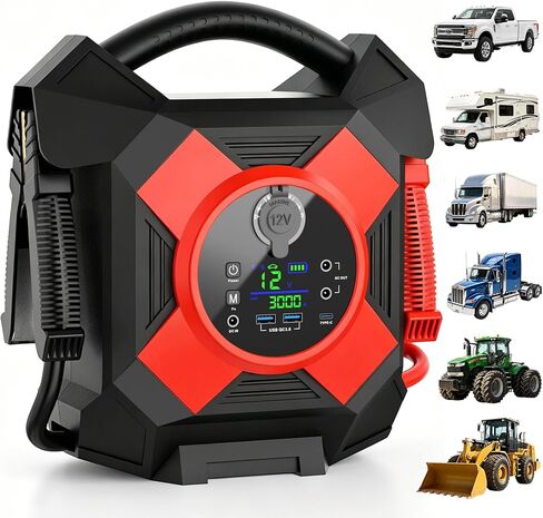 Heavy Duty Truck Jump Starter: 30000A,12V Semi Truck Jump Starter,64000 MAH, Starts Diesel & Gasoline Engines up to 50 L,-40°F to140°F,Essential Emergency Tool for Commercial Vehicl [2026 Upgraded] in Saudi Arabia