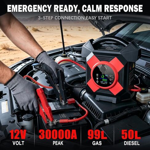 Heavy Duty Truck Jump Starter: 30000A,12V Semi Truck Jump Starter,64000 MAH, Starts Diesel & Gasoline Engines up to 50 L,-40°F to140°F,Essential Emergency Tool for Commercial Vehicl [2026 Upgraded] in Saudi Arabia