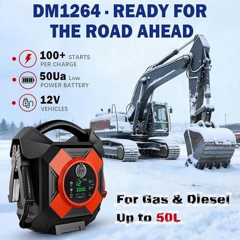 Heavy Duty Truck Jump Starter: 30000A,12V Semi Truck Jump Starter,64000 MAH, Starts Diesel & Gasoline Engines up to 50 L,-40°F to140°F,Essential Emergency Tool for Commercial Vehicl [2026 Upgraded] in Saudi Arabia
