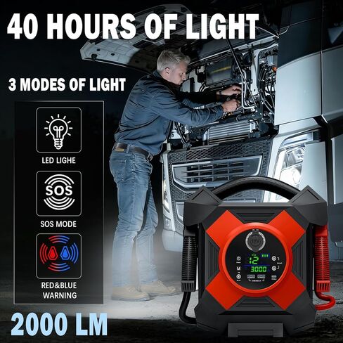 Heavy Duty Truck Jump Starter: 30000A,12V Semi Truck Jump Starter,64000 MAH, Starts Diesel & Gasoline Engines up to 50 L,-40°F to140°F,Essential Emergency Tool for Commercial Vehicl [2026 Upgraded] in Saudi Arabia