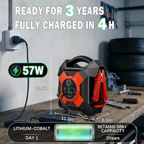 Heavy Duty Truck Jump Starter: 30000A,12V Semi Truck Jump Starter,64000 MAH, Starts Diesel & Gasoline Engines up to 50 L,-40°F to140°F,Essential Emergency Tool for Commercial Vehicl [2026 Upgraded] in Saudi Arabia