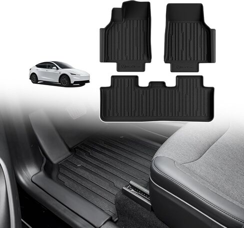 سجادات أرضية TripleAliners متوافقة مع 2025+ Tesla Model Y Juniper Standard Accessories TPE مجموعة كاملة من بطانة الأرضية تغطية كاملة لجميع الأحوال الجوية بطانة البضائع المضادة للانزلاق تناسب مخصص (للزخرفة القياسية فقط) in Kuwait