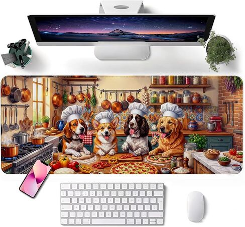 لوحة ماوس، لوحة ماوس لطيفة على شكل قطة، مقاس كبير 31.5x11.8 بوصة، وسادات ماوس ذات حافة مخيطة وقاعدة مطاطية غير قابلة للانزلاق، مصممة للألعاب والمنزل والمكتب (عائلة القطط) in Kuwait