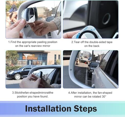 2PCS Blind Spot Mirror, Fan Shaped HD Blindspot Mirror with 360° Adjustment, Frameless Convex Rear View Mirror for Car, Van, SUV and Trucks in Saudi Arabia