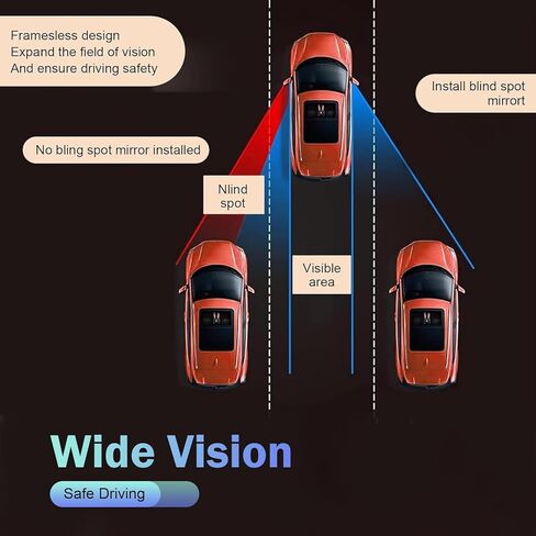 2PCS Blind Spot Mirror, Fan Shaped HD Blindspot Mirror with 360° Adjustment, Frameless Convex Rear View Mirror for Car, Van, SUV and Trucks in Saudi Arabia