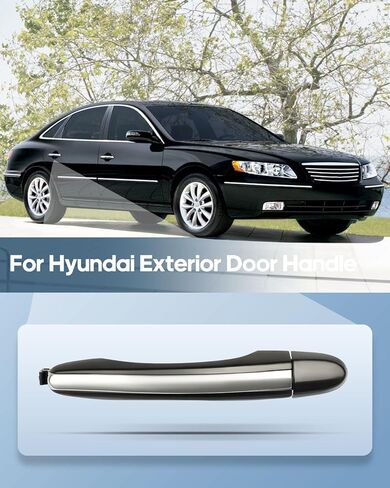 ECCPP Exterior Door Handle 2006-2011 for Hyundai for Azera Outer Replacement Rear Driver Left Passenger Right Door Handle 1 PC Black Lever w/Chrome 826513L000 in Kuwait