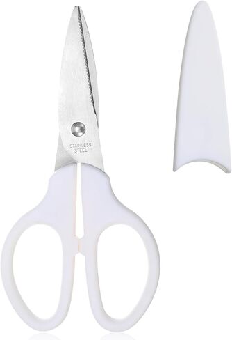 White Craft Scissors with Cover, 6 Inch Multipurpose Scissors Stainless Steel Sharp Basic Shears, Comfort Grip, Utility Scissorss for Office Home Household Kitchen Fabric Art Craft Supplies in Saudi Arabia