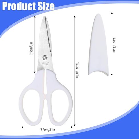White Craft Scissors with Cover, 6 Inch Multipurpose Scissors Stainless Steel Sharp Basic Shears, Comfort Grip, Utility Scissorss for Office Home Household Kitchen Fabric Art Craft Supplies in Saudi Arabia