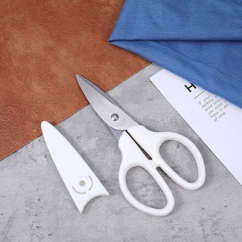 White Craft Scissors with Cover, 6 Inch Multipurpose Scissors Stainless Steel Sharp Basic Shears, Comfort Grip, Utility Scissorss for Office Home Household Kitchen Fabric Art Craft Supplies in Saudi Arabia