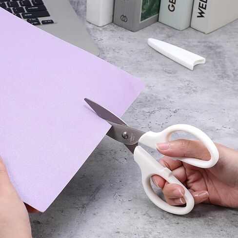 White Craft Scissors with Cover, 6 Inch Multipurpose Scissors Stainless Steel Sharp Basic Shears, Comfort Grip, Utility Scissorss for Office Home Household Kitchen Fabric Art Craft Supplies in Saudi Arabia
