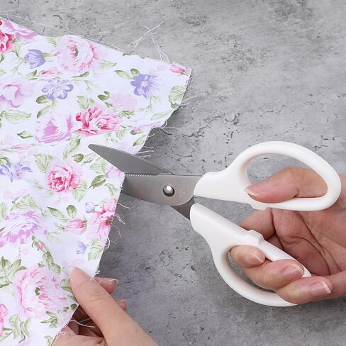 White Craft Scissors with Cover, 6 Inch Multipurpose Scissors Stainless Steel Sharp Basic Shears, Comfort Grip, Utility Scissorss for Office Home Household Kitchen Fabric Art Craft Supplies in Saudi Arabia