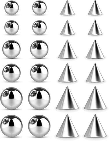 Piercing Balls & Spikes Externally Threaded - Spike Septum Balls Set For Belly, Tongue, Nipple, Eyebrow, Ear, Cartilage, Rook, Helix, Labret Stud Lip Rings, Snake Bites Piercing Jewelry Parts - Screw Onto Piercing Jewelry Barbell Or Ring Replacement Balls in Saudi Arabia