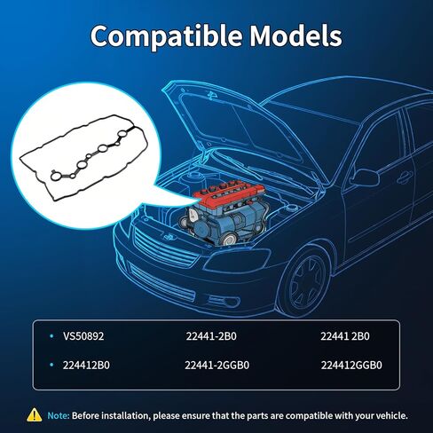 Engine Valve Cover Gasket Set Fits for 2015 2016 2017 2018 2019 2020 Hyundai Sonata Santa Fe, 2016-2020 Kia Optima Sorento Turbo, 2.0L 2.4L, Valve Cover Gasket Kit Replace 224412B0 VS50892 in Kuwait