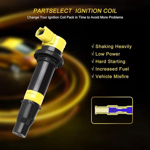 Ignition Coil Pack F6T558 Replacement for Yamaha 02-06 YZF R1, 03-07 YZF R6, 06-14 FZ1, 09-16 Vmax 1700, 2015 FZS1, 2003-2007 R6 5PW-82310-00-00 2C0-82310-00-00 4PCS in Kuwait