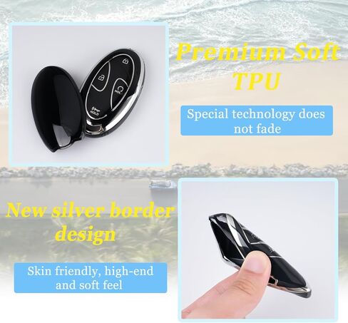 WJS Key Fob Cover, Car Key Case Shell Protector Compatible with 2023-2026 Hyundai Tucson Elantra Santa Fe Kona Sonata IONIQ 6 Grandeur GN7 (Black) in Saudi Arabia