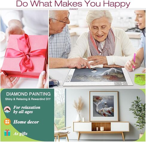 DIADAY 5D Special Shape Diamond Art Painting Kits for Adults Woman, Crystal Rhinestone Special Shaped Diamond Art Kits, DIY Partial Drill Crafts Home Wall Decor Gift Art 12 x 12 Inch in Kuwait
