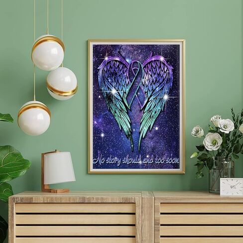 CXYQLC DIY 5D Dream Angel Diamond Painting Kits for Adults, Blue Angel Wings Diamond Painting Full Drill Crystal Rhinestone Embroidery Craft Kits for Home Wall Decor Gifts 11.8x15.7inch in Kuwait