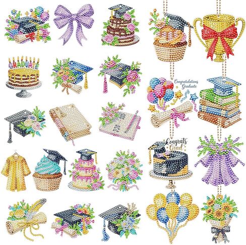Huquary 24 Sets Father's Day Diamond Art Painting Keychains Kits 5D Dad Diamond Art Keyrings Charm Pendants for Adults Dad DIY Craft Gifts for Father's Day Daddy Birthday Party Favors Bags Decor in Kuwait