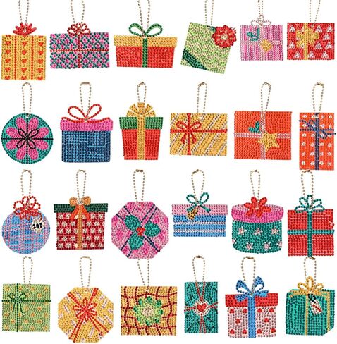 Huquary 24 Sets Father's Day Diamond Art Painting Keychains Kits 5D Dad Diamond Art Keyrings Charm Pendants for Adults Dad DIY Craft Gifts for Father's Day Daddy Birthday Party Favors Bags Decor in Kuwait