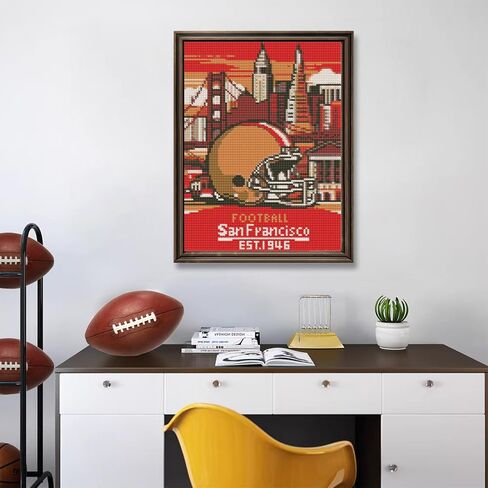 49ers Diamond Art Kits for Adults, 5D DIY Football Diamond Painting Kits for Beginner, Super Bowl Diamond Dots Full Drill Crafts for Gem Art Dot Art for Adults Home Wall Decor for Teens 12x16 inch in Saudi Arabia