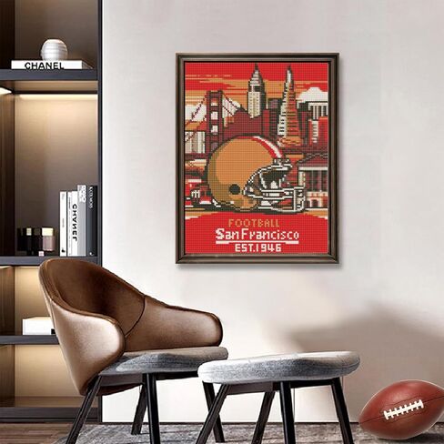49ers Diamond Art Kits for Adults, 5D DIY Football Diamond Painting Kits for Beginner, Super Bowl Diamond Dots Full Drill Crafts for Gem Art Dot Art for Adults Home Wall Decor for Teens 12x16 inch in Saudi Arabia