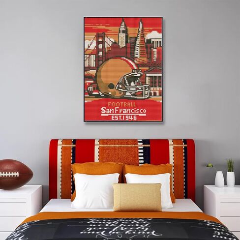 49ers Diamond Art Kits for Adults, 5D DIY Football Diamond Painting Kits for Beginner, Super Bowl Diamond Dots Full Drill Crafts for Gem Art Dot Art for Adults Home Wall Decor for Teens 12x16 inch in Saudi Arabia