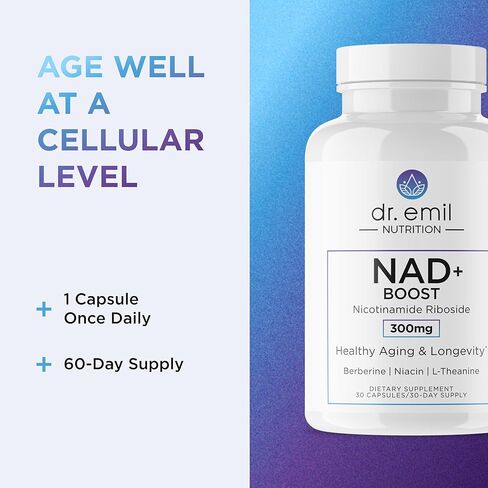 DR. EMIL NUTRITION NAD+ Boost - Nicotinamide Riboside Supplement for Longevity, Healthy Aging & Cellular Regeneration - NAD Supplement with with Berberine, L-Theanine & Niacin Twin Pack in Saudi Arabia