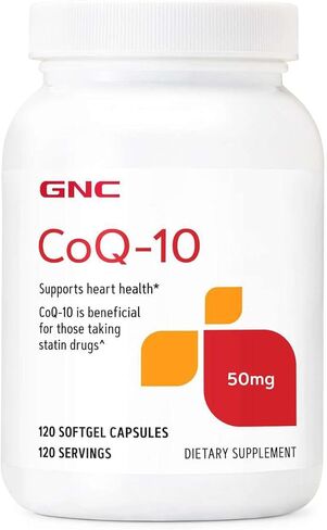GNC CoQ10 50mg | Supports Heart Health, Beneficial for Those Taking Statin Drugs | 120 Softgel Capsules in Saudi Arabia