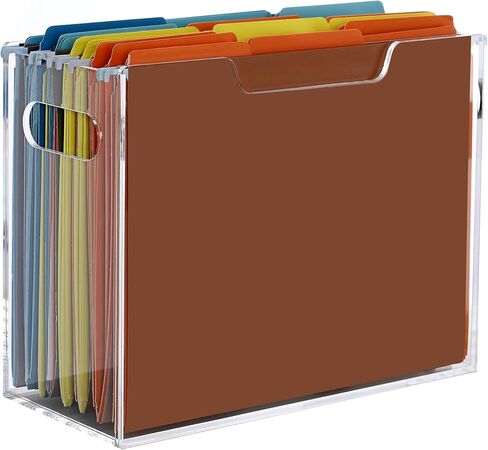 Hanging File Organizer Box, Acrylic File Holder with Handles, Clear File Box for Letter Size/A4 File Folders, Hanging Folder Storage for Desk Home Office School -1 Pack in Saudi Arabia