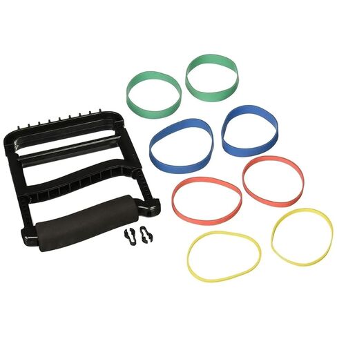 Rolyan Basic Ergonomic Hand Exerciser, Strengthening Device for Fingers, Hands, and Thumbs, Comes with 4 Pairs of Graded Rubber Bands with Progressive Difficulty, Black in Saudi Arabia