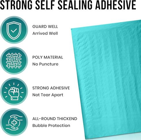 Levex - #0000 4" x 6" [500 Pack] Teal Poly Bubble Mailers, Padded Envelope Mailers, Packing Envelope & Mailing Bags for Shipping in Saudi Arabia