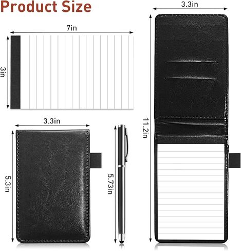 20 Pieces Mini Pocket Notepad Holder Set Pocket Notebook Leather Pocket Note pad Holder 3 x 5 Inch Small Notepad with Pen 16 Pcs Memo Book Refills with 30 Lined Paper Per(Black + Brown) in Saudi Arabia