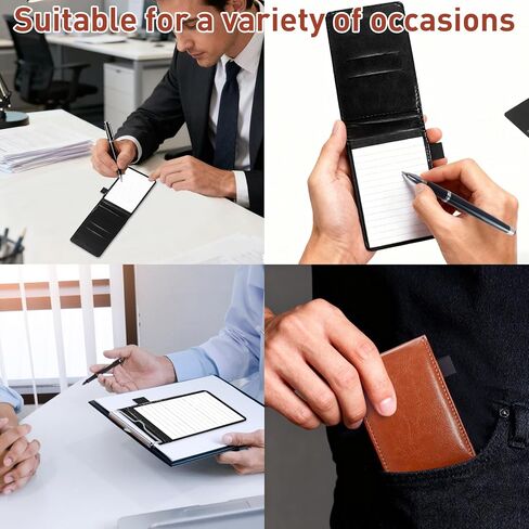 20 Pieces Mini Pocket Notepad Holder Set Pocket Notebook Leather Pocket Note pad Holder 3 x 5 Inch Small Notepad with Pen 16 Pcs Memo Book Refills with 30 Lined Paper Per(Black + Brown) in Saudi Arabia