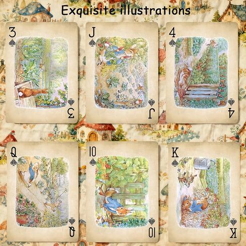 Rural Retro Style Playing Cards, 54 Non Repeating Exquisite Illustrations, Somebunny Stroy Themed Playing Card, Double-Sided Anti Slip Pattern Design. in Saudi Arabia