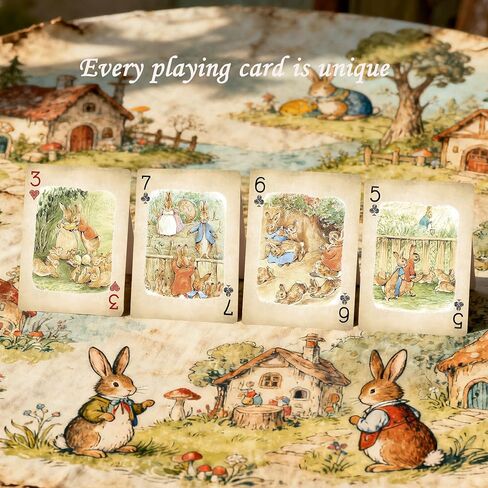 Rural Retro Style Playing Cards, 54 Non Repeating Exquisite Illustrations, Somebunny Stroy Themed Playing Card, Double-Sided Anti Slip Pattern Design. in Saudi Arabia