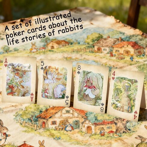 Rural Retro Style Playing Cards, 54 Non Repeating Exquisite Illustrations, Somebunny Stroy Themed Playing Card, Double-Sided Anti Slip Pattern Design. in Saudi Arabia