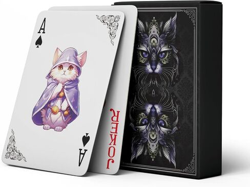 The World of Cats Themed Playing Cards, 54 Unique Designs Deck of Cards, Poker Cards, International Standard Size, Suitable for Travel, Party Entertainment, (Purple) in Saudi Arabia