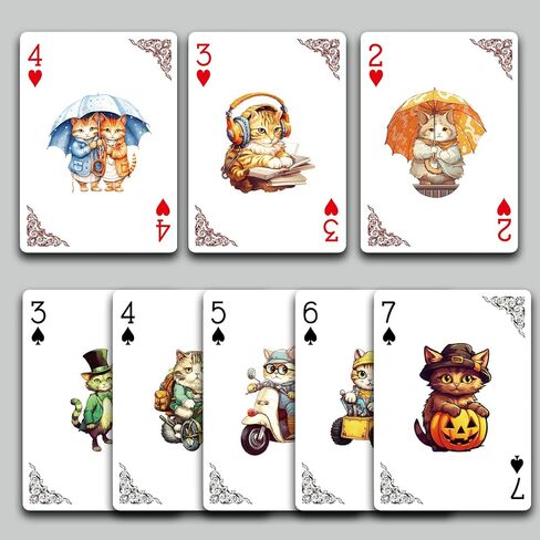 The World of Cats Themed Playing Cards, 54 Unique Designs Deck of Cards, Poker Cards, International Standard Size, Suitable for Travel, Party Entertainment, (Purple) in Saudi Arabia