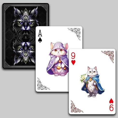 The World of Cats Themed Playing Cards, 54 Unique Designs Deck of Cards, Poker Cards, International Standard Size, Suitable for Travel, Party Entertainment, (Purple) in Saudi Arabia