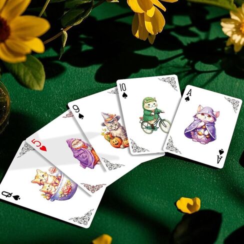 The World of Cats Themed Playing Cards, 54 Unique Designs Deck of Cards, Poker Cards, International Standard Size, Suitable for Travel, Party Entertainment, (Purple) in Saudi Arabia