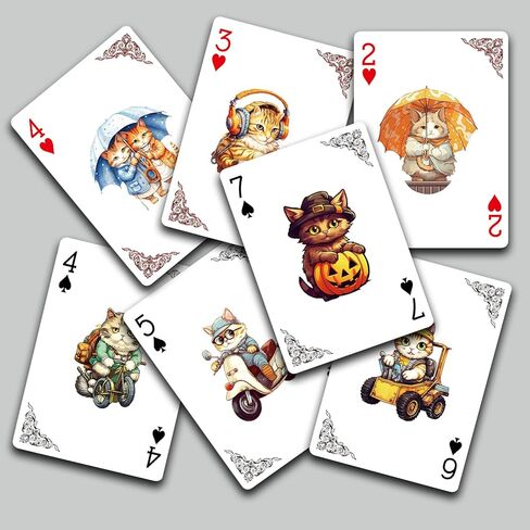 The World of Cats Themed Playing Cards, 54 Unique Designs Deck of Cards, Poker Cards, International Standard Size, Suitable for Travel, Party Entertainment, (Purple) in Saudi Arabia