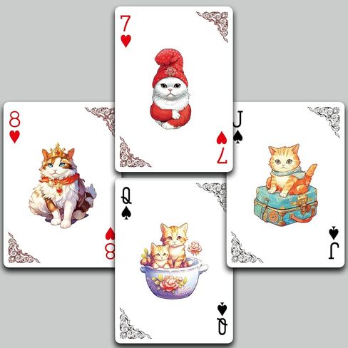The World of Cats Themed Playing Cards, 54 Unique Designs Deck of Cards, Poker Cards, International Standard Size, Suitable for Travel, Party Entertainment, (Purple) in Saudi Arabia